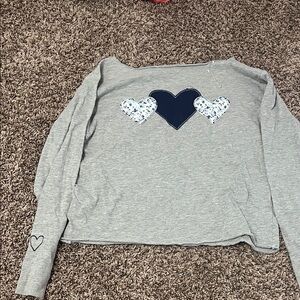 Aeropostale Gray Long Sleeve with Heart Accents